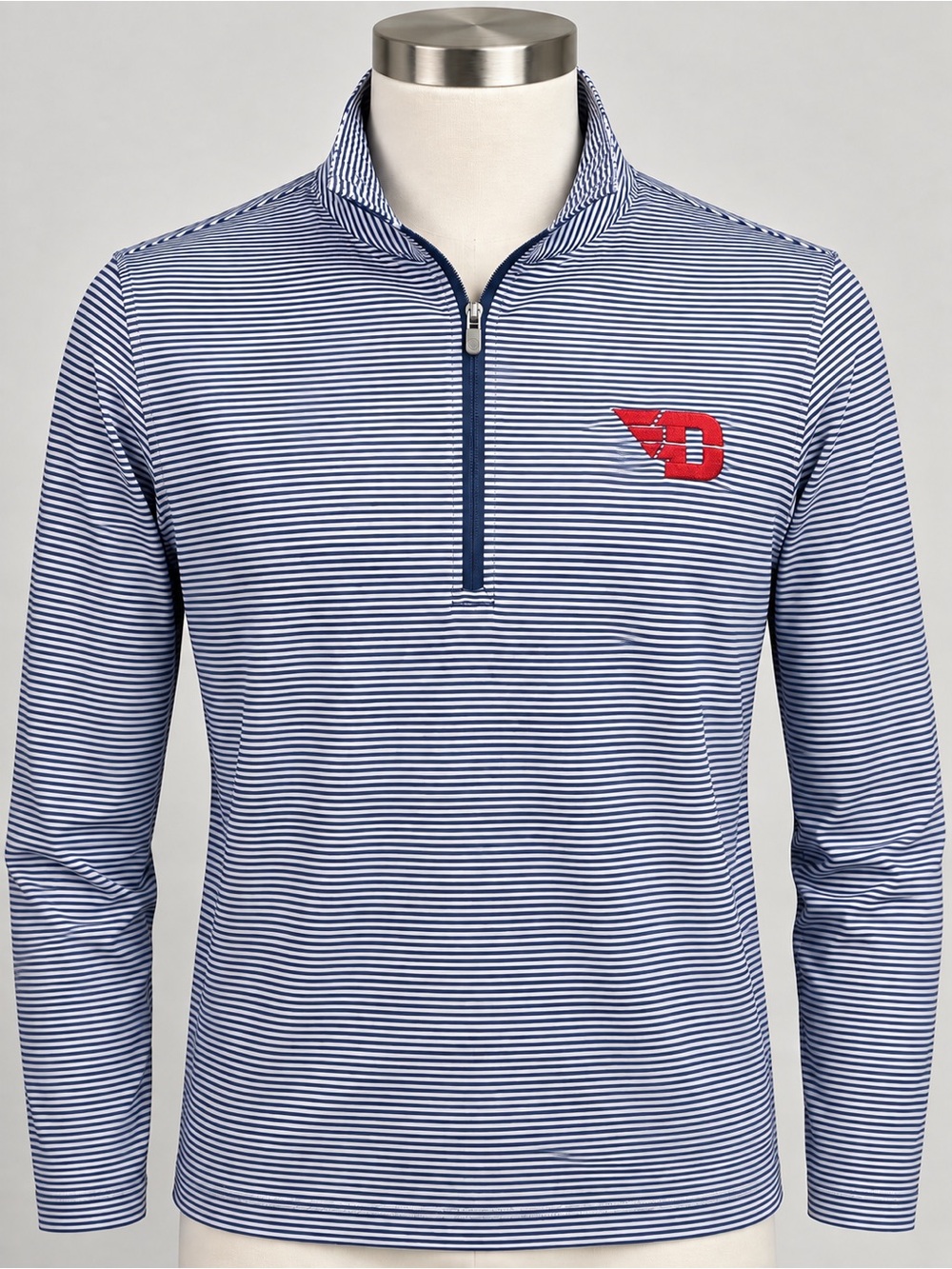 Peter Millar University of Dayton Men’s Large 1/4 Zip Pullover Blue Stripe NWT